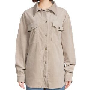 Good American Corduroy Longline Shirt Jacket Size 3/4
